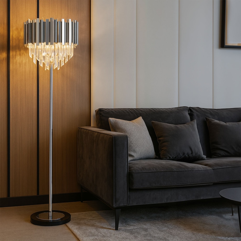 Lampa Podłogowa App1716-3F Chrom, Metal