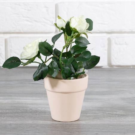 SZTUCZNE RÓŻE w ceramicznej doniczce BIAŁE