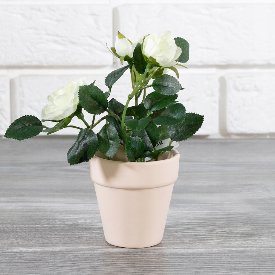 SZTUCZNE RÓŻE w ceramicznej doniczce BIAŁE