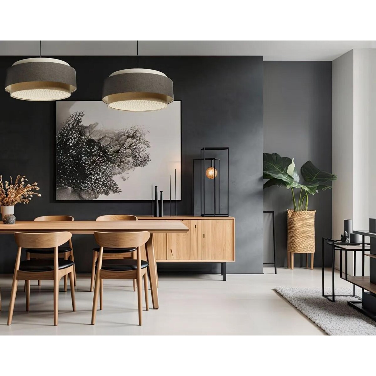 Lampa wisząca ERUTAN DUDU RATTAN kremowa/szara/beżowa