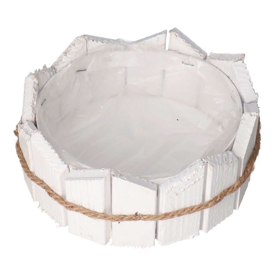 Doniczka Osłonka Drewniana Biała Doniczki Stroik