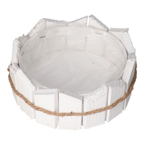 Doniczka Osłonka Drewniana Biała Doniczki Stroik