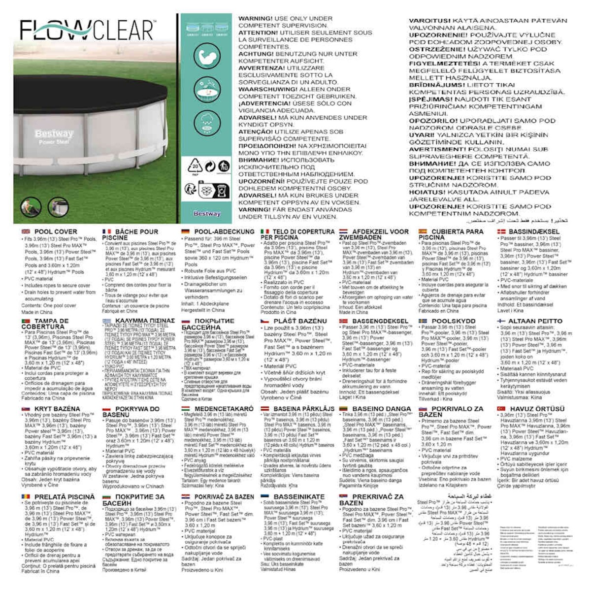 Bestway Pokrywa na basen Flowclear, 396 cm