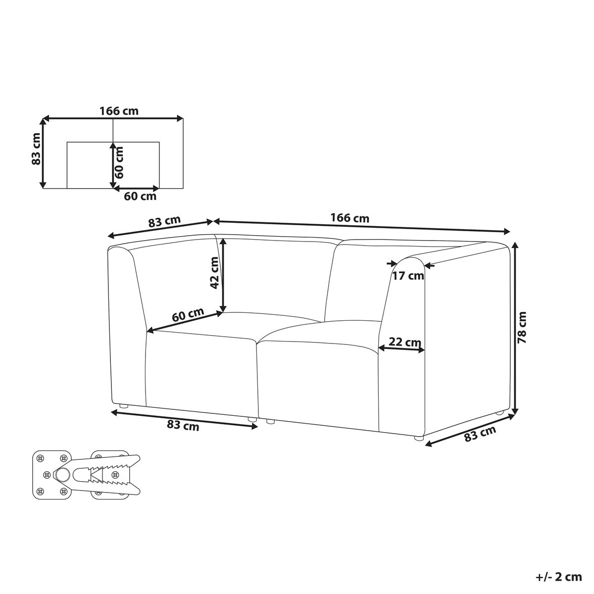 Sofa modułowa dla 2 osób LEMVIG Zielony Sztruks
