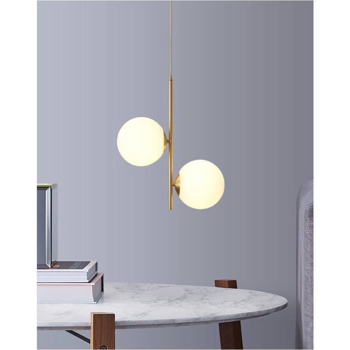 Zwieszana lampa kulista Milano ABR-LWB-E27 Abruzzo szklana biały złoty