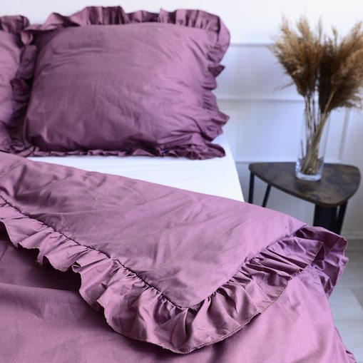 Poszewka Pościel Na Kołdrę Z Falbanką 200X200 Cm Retro Róż