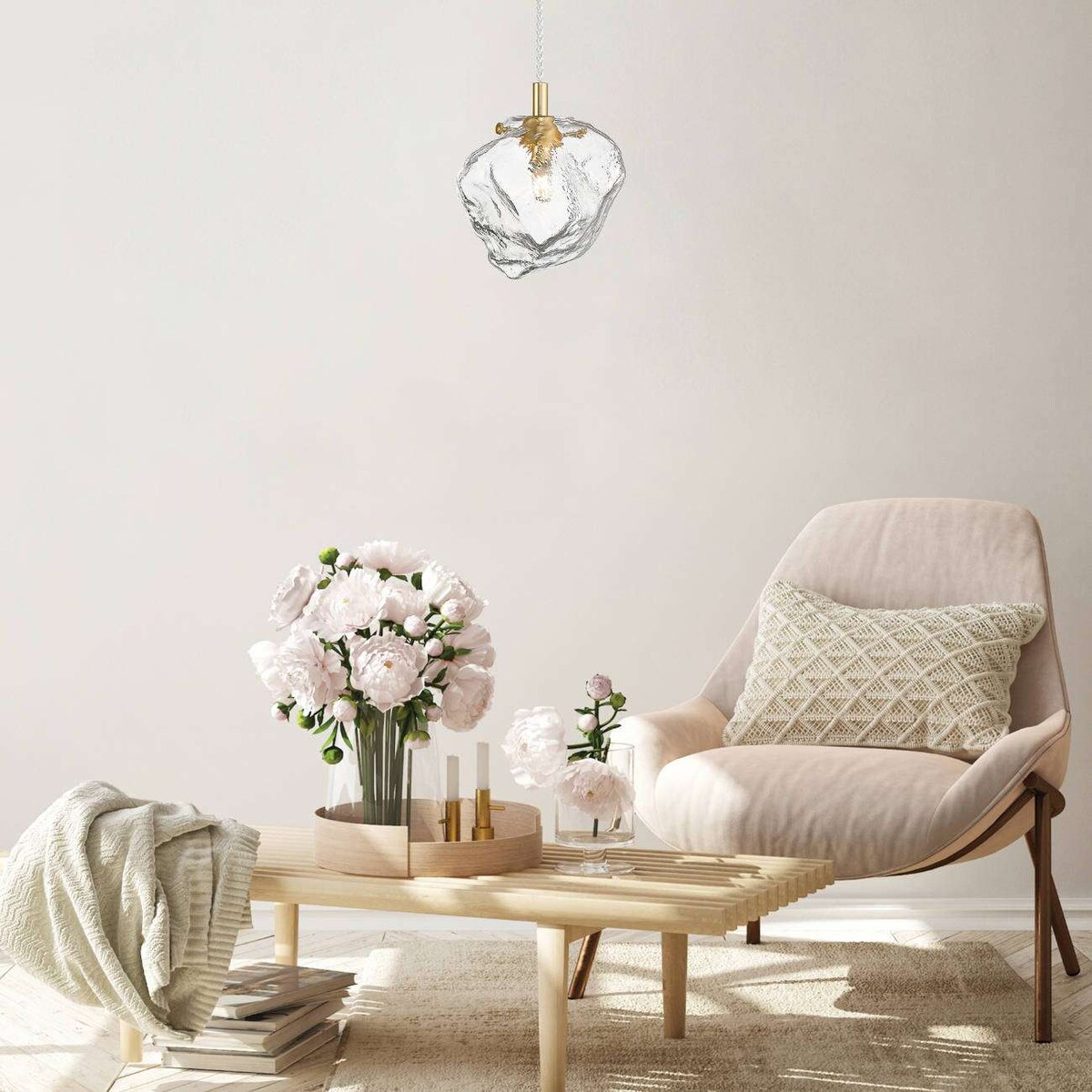 LAMPA wisząca ROCK P0488-01F-U8AC Zumaline szklana OPRAWA nieregularny ZWIS modernistyczny złoty przezroczysty