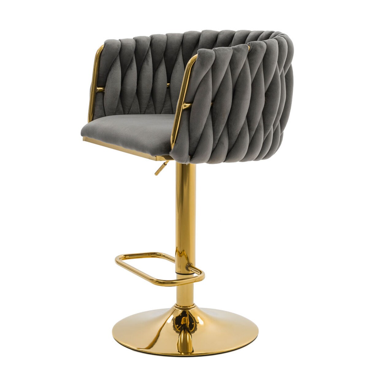 Hoker do kuchni krzesło regulowane do jadalni plecione oparcie ROSA GOLD