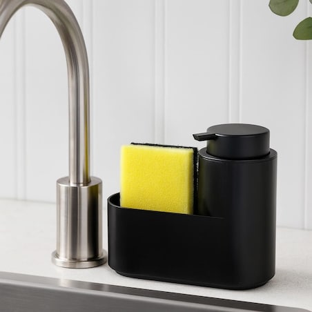 Dozownik na mydło 300 ml i gąbkę 14,5x7,4x16,5 cm MAMUTA czarny