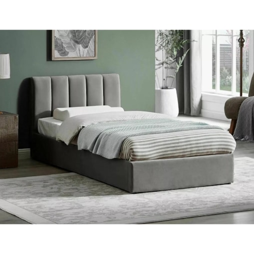 Łóżko tapicerowane MONTREAL VELVET 90x200 szare z pojemnikiem