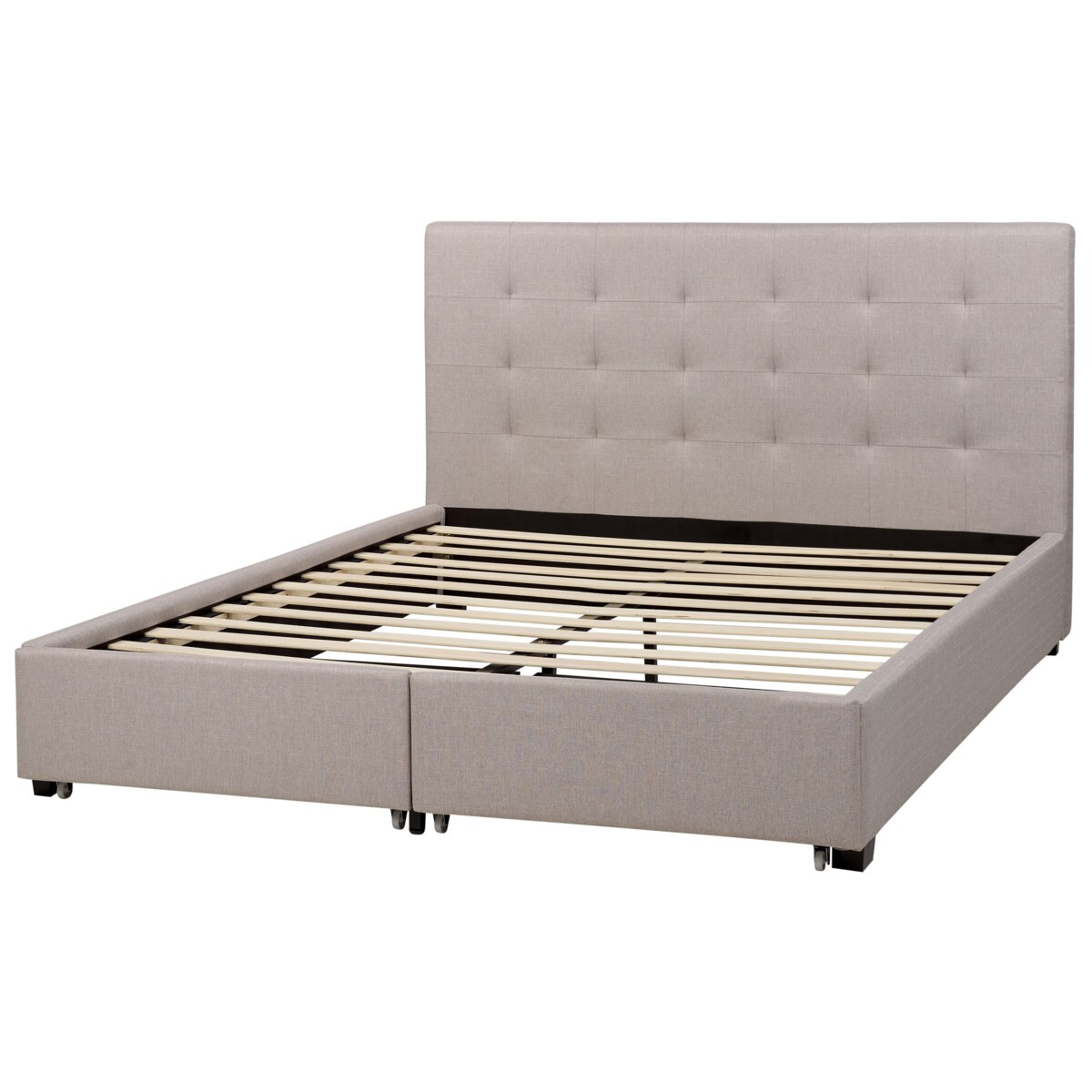 Łóżko z szufladami tapicerowane 160 x 200 cm jasnoszare LA ROCHELLE