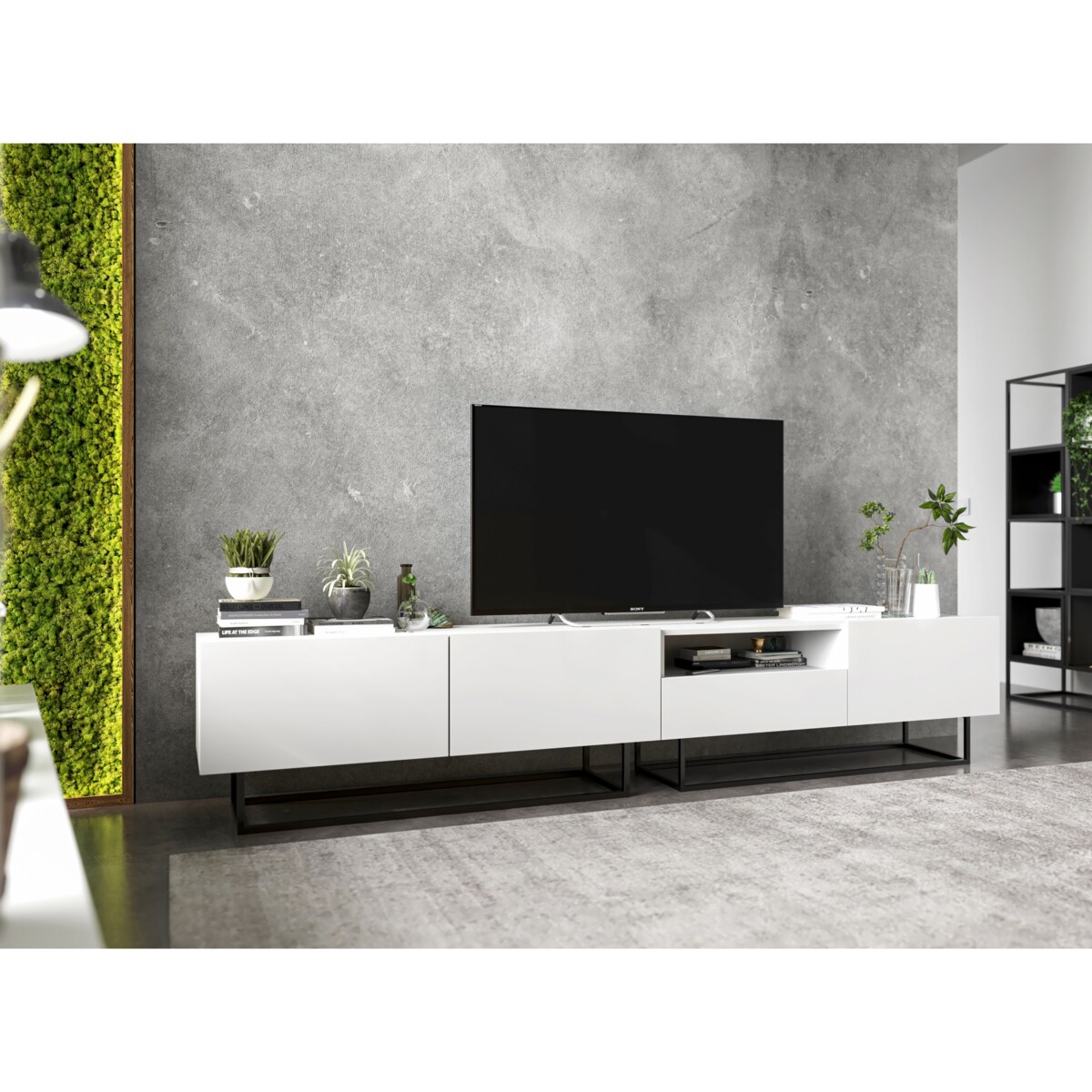 Szafka RTV Loft Industrialna Komoda RTV Szuflada Biały Mat 120 cm