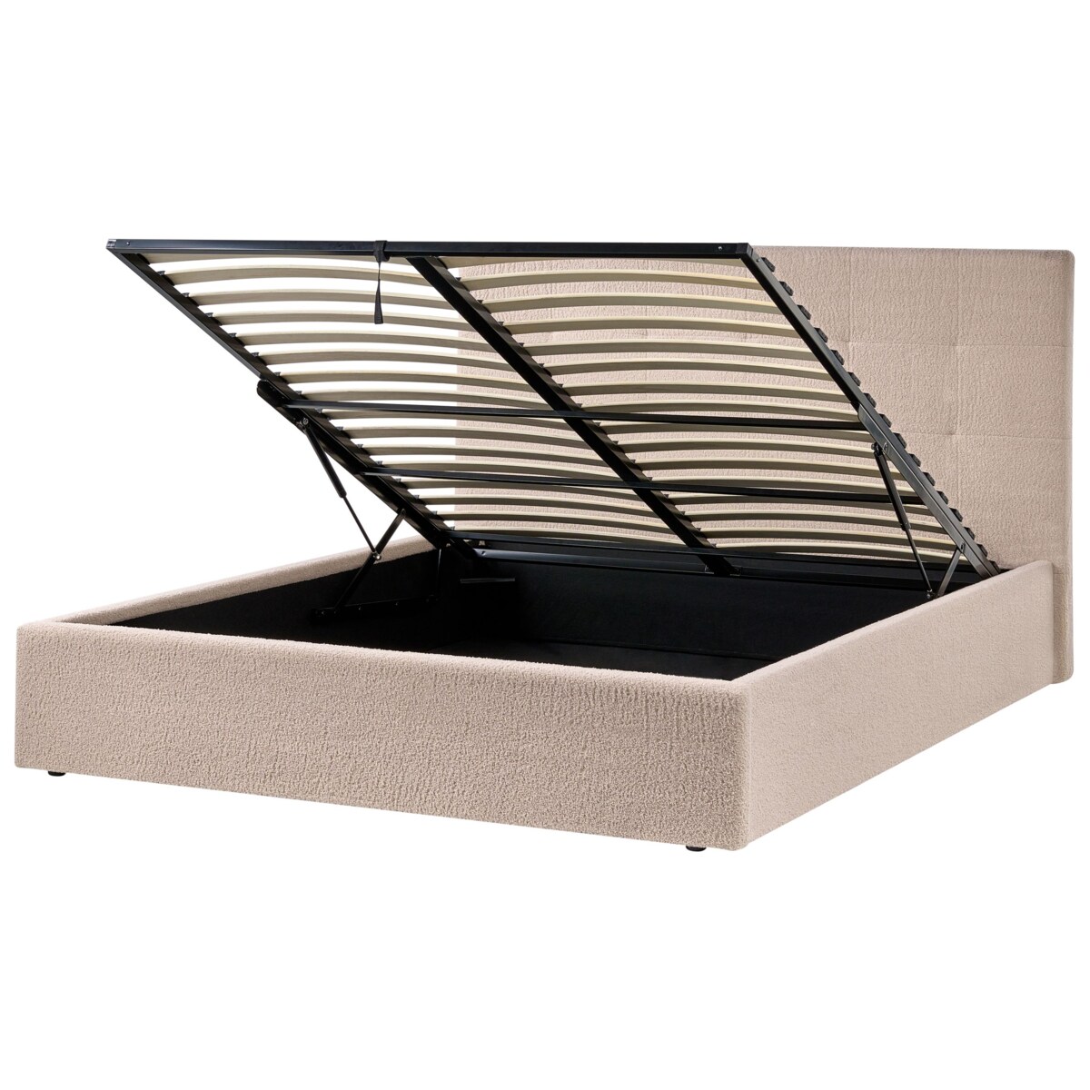 Łóżko z pojemnikiem Boucle LORIENT 160 x 200 cm Beżowy