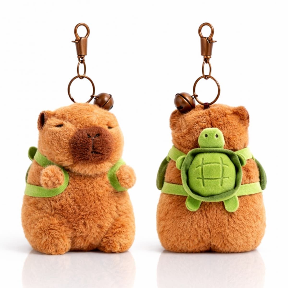 Brelok do kluczy pluszowa puchata Kapibara z plecakiem żółw BRL361