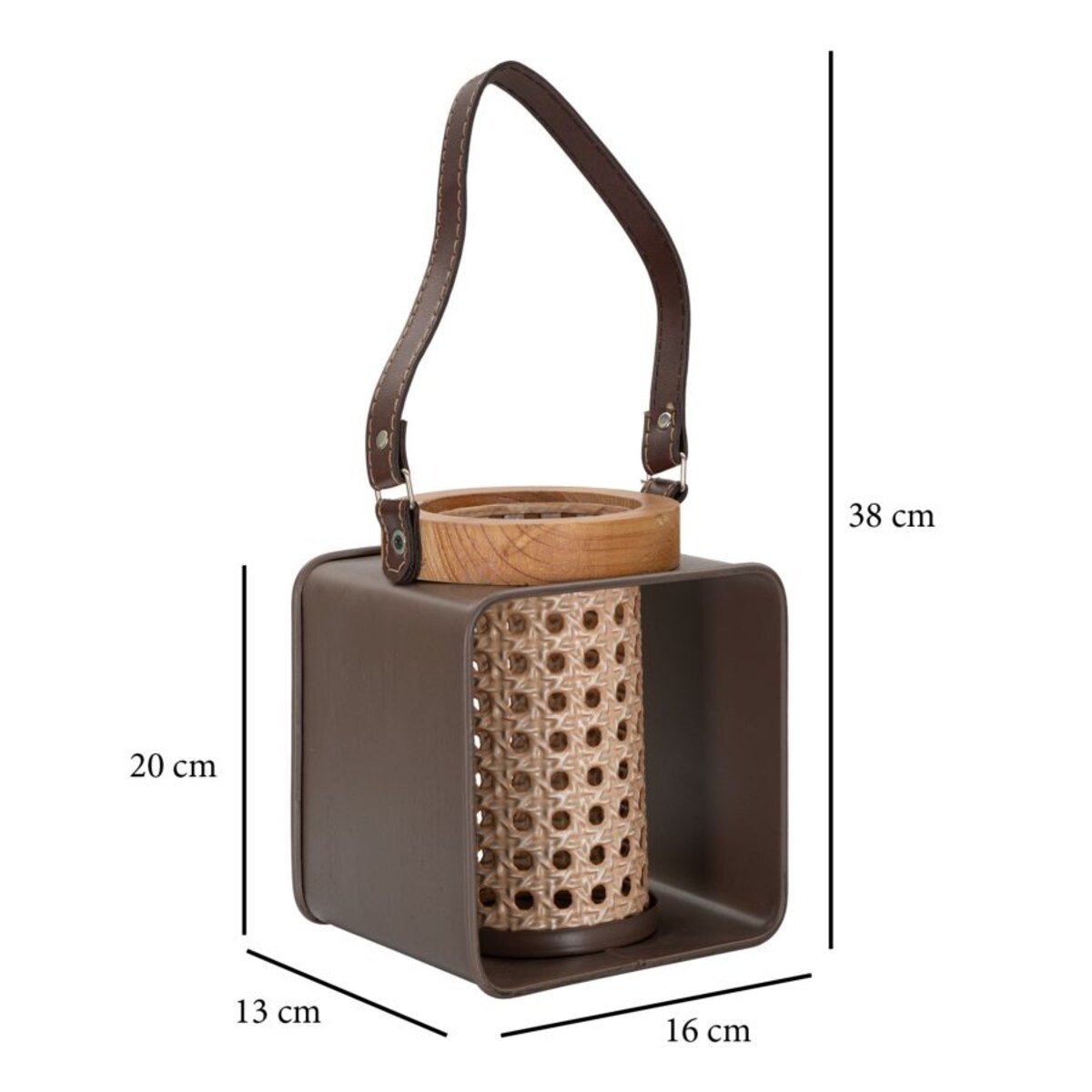 Świecznik dekoracyjny Rattan, 16 x 13 x 20 cm, świecznik na świecę, wielokolorowy, styl boho chic, Mauro Ferretti
