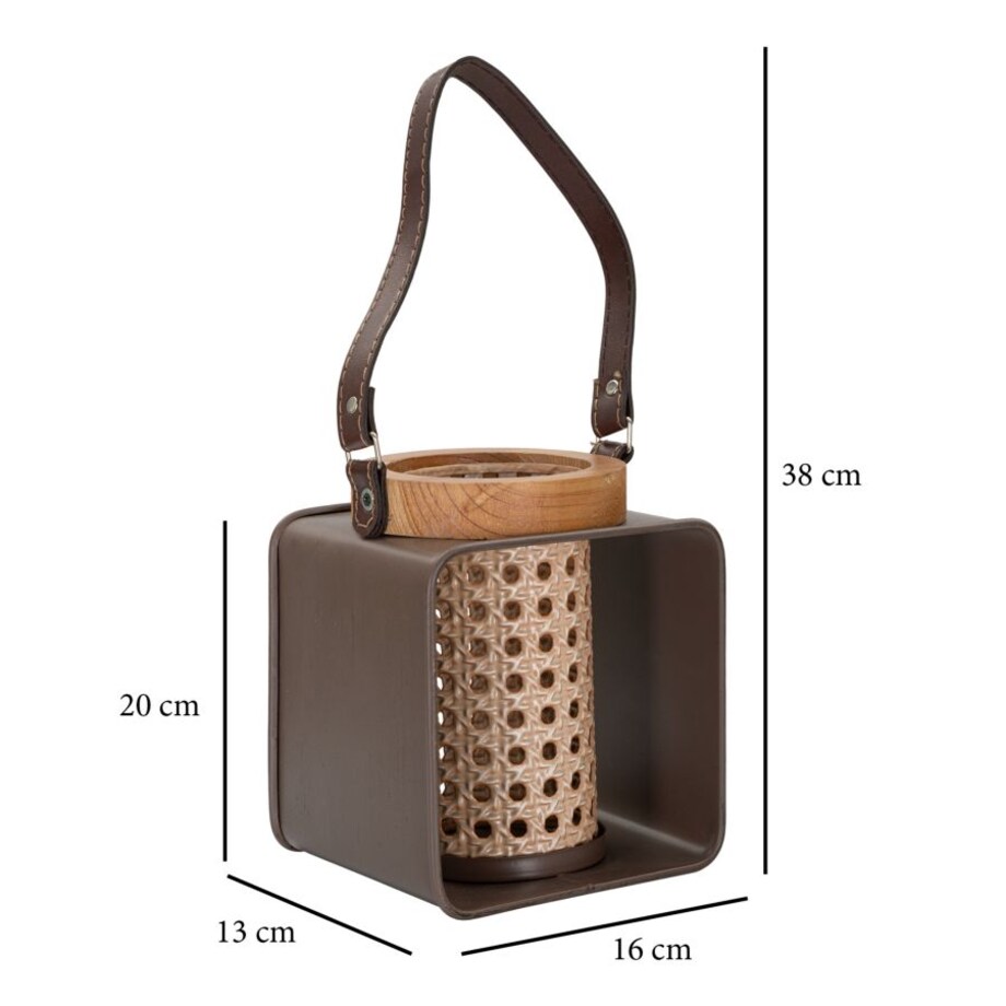 Świecznik dekoracyjny Rattan, 16 x 13 x 20 cm, świecznik na świecę, wielokolorowy, styl boho chic, Mauro Ferretti