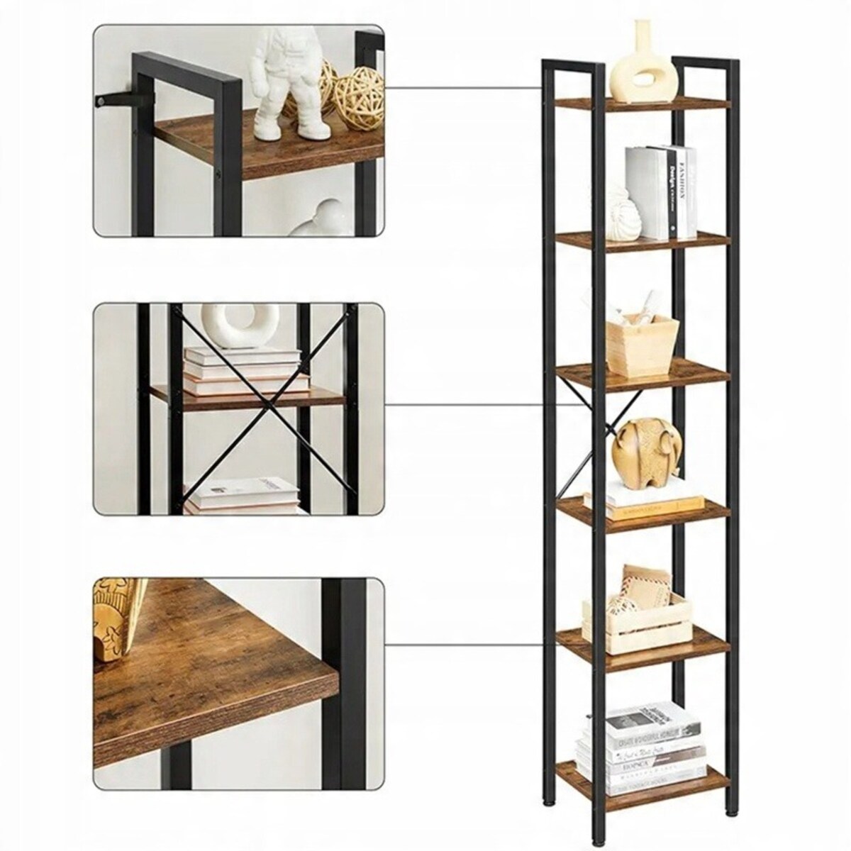 Biurowy regał na książki biblioteczka wysoki loft industrial słupek vintage