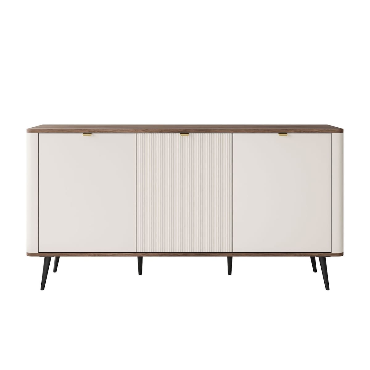 Komoda do sypialni AUTUMN 3D z ryflowanym frontem, kaszmir / orzech