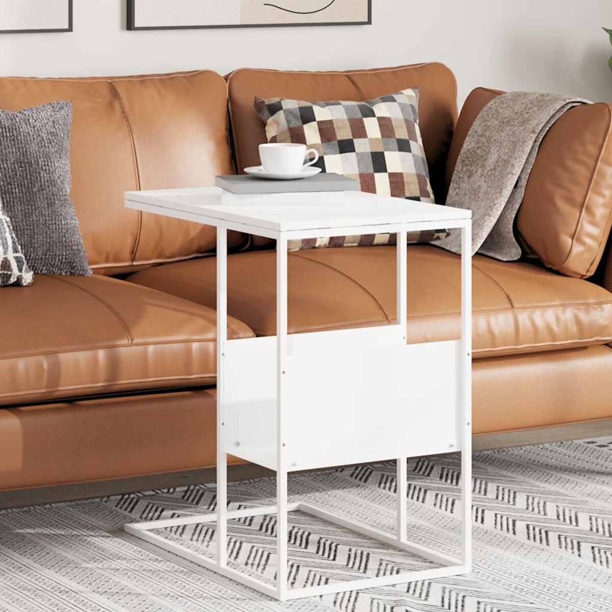 vidaXL Stolik boczny, biały, 55x36x59,5 cm, materiał drewnopochodny