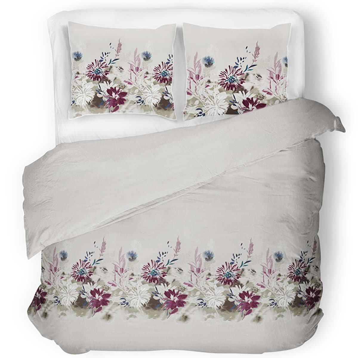 LANIUS komplet pościeli z bawełny satynowej, kwiatowy wzór, 160x200