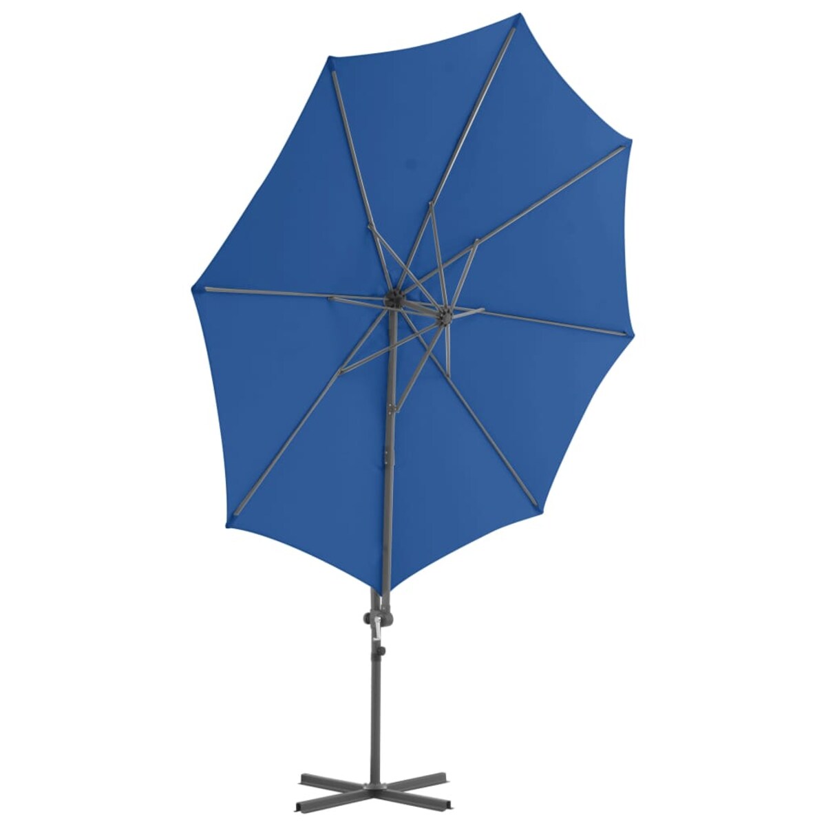 vidaXL Parasol wiszący ze stalowym słupkiem, 300 cm, niebieski