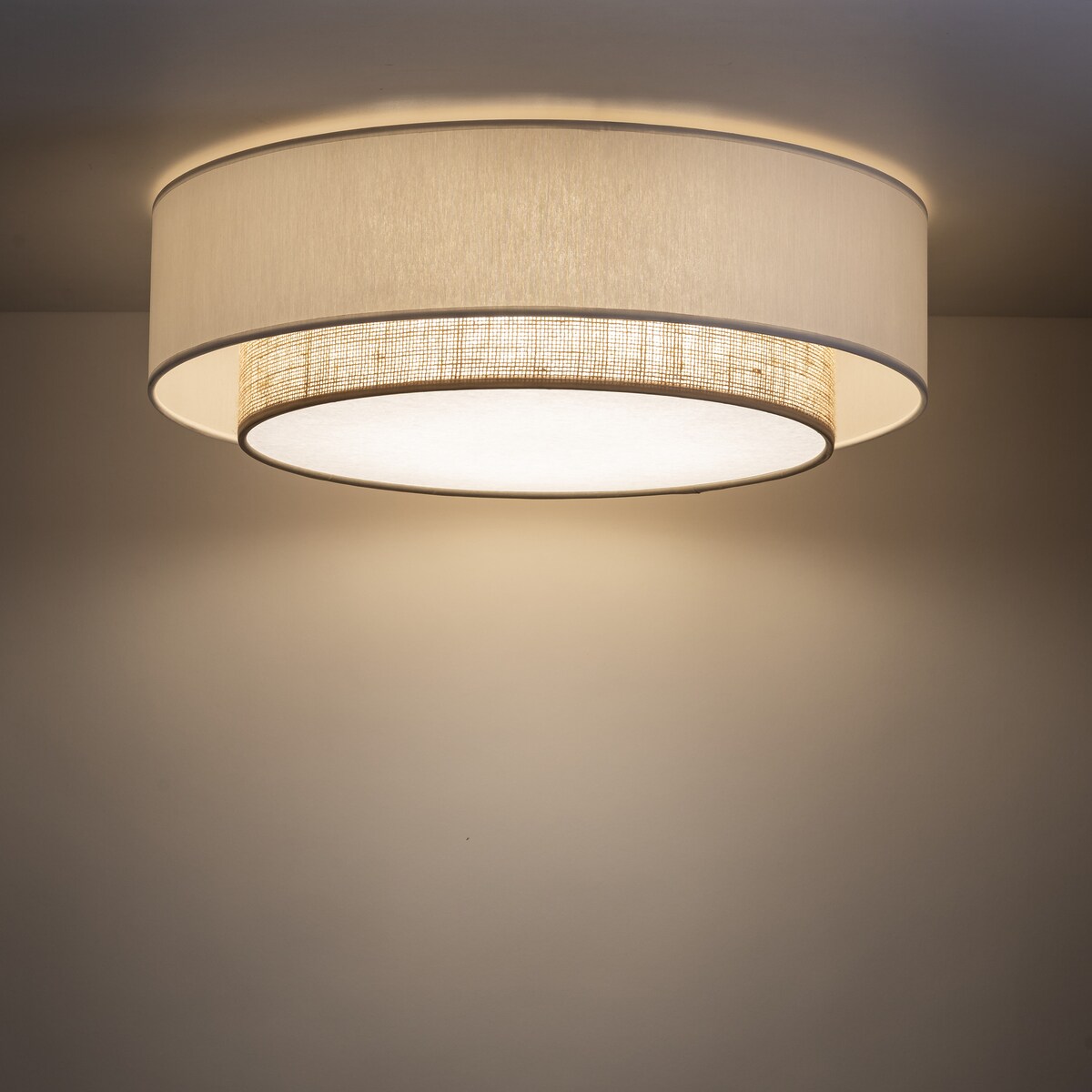 Lampa sufitowa TK Lighting DUO 500 biało-beżowa 50x50 cm, plafon 4xE27