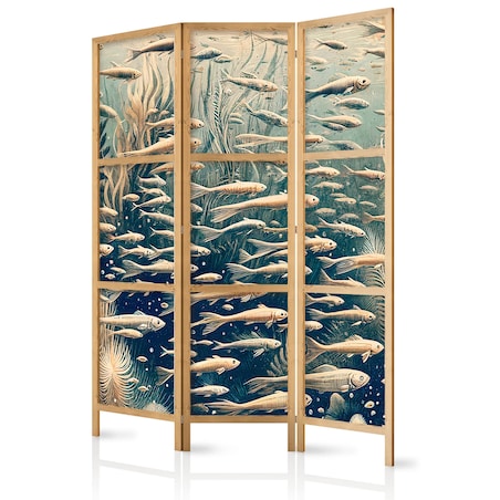 Parawan japoński Zwierzęta 135x172 cm 3-częściowy szary