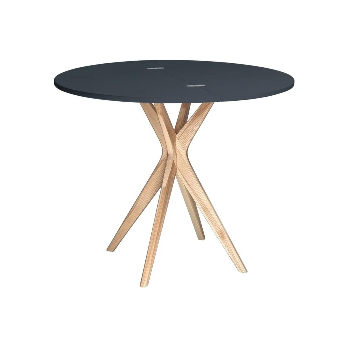 Stół półokrągły CUTTI 90x90 rozkładany grafitowy/jesion