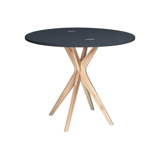 Stół półokrągły CUTTI 90x90 rozkładany grafitowy/jesion