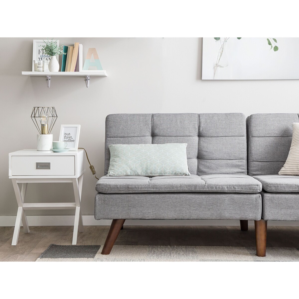 Sofa rozkładana jasnoszara RONNE