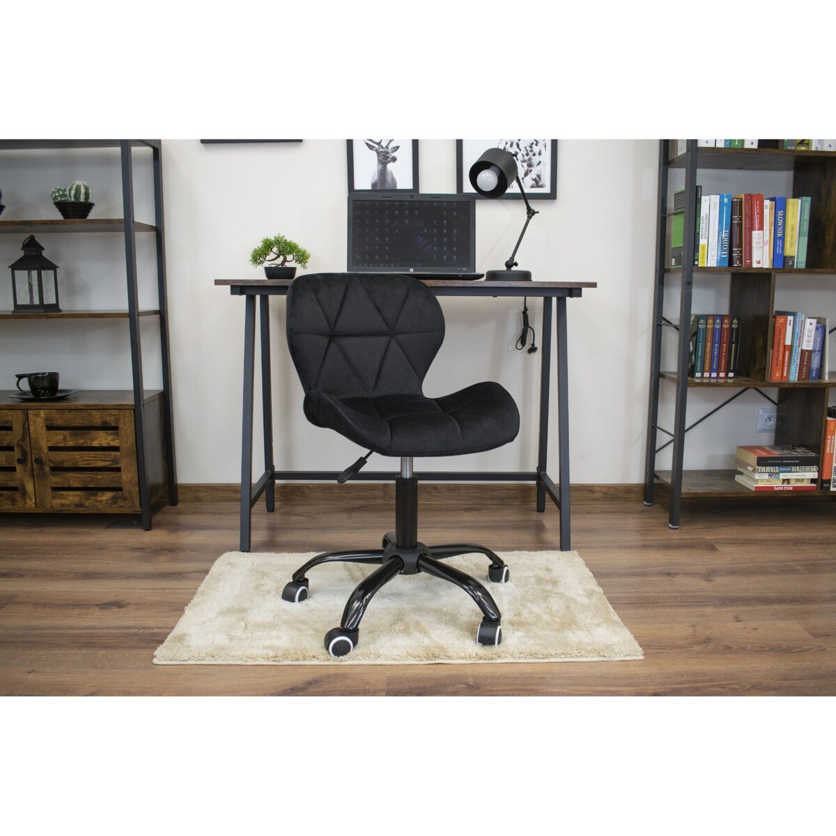 Krzesło Do Jadalni Kuchni Salonu Obrotowe Noto Aksamit - Czarne