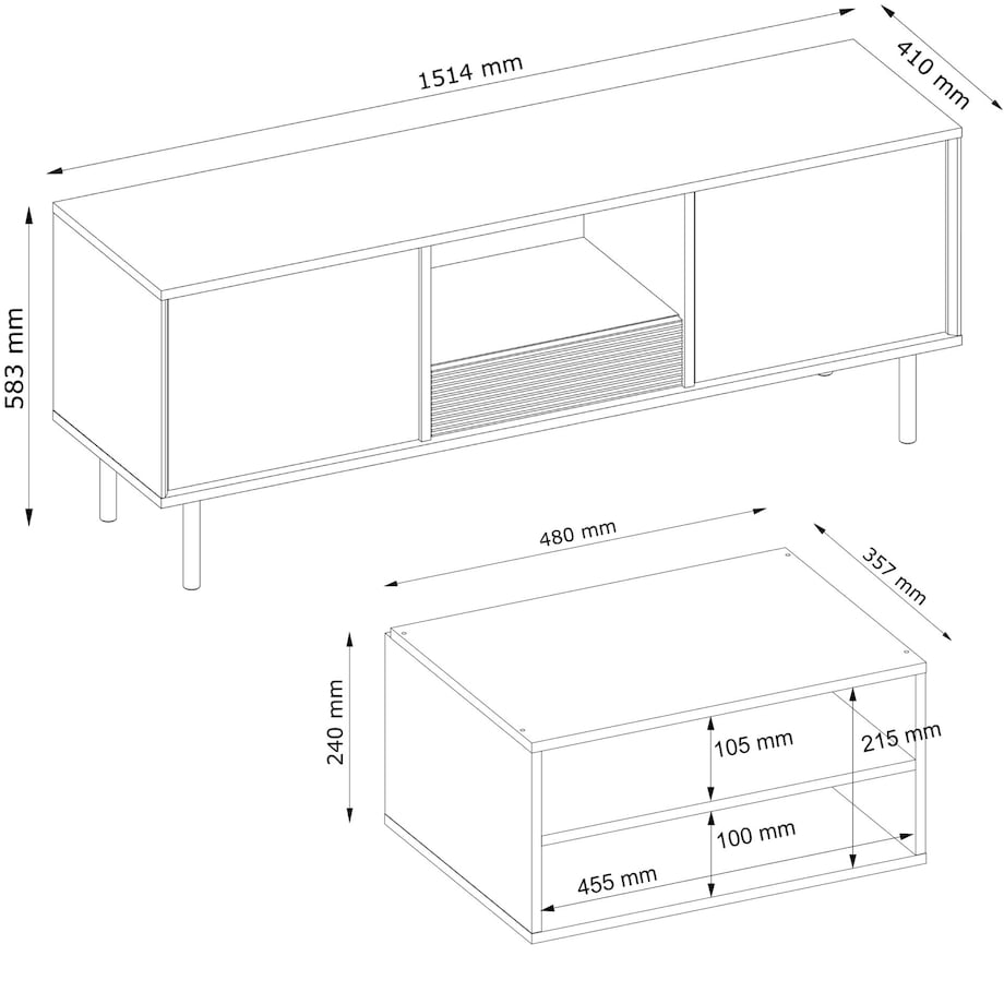 KONSIMO LOFTY Szafka RTV w stylu loft z półkami