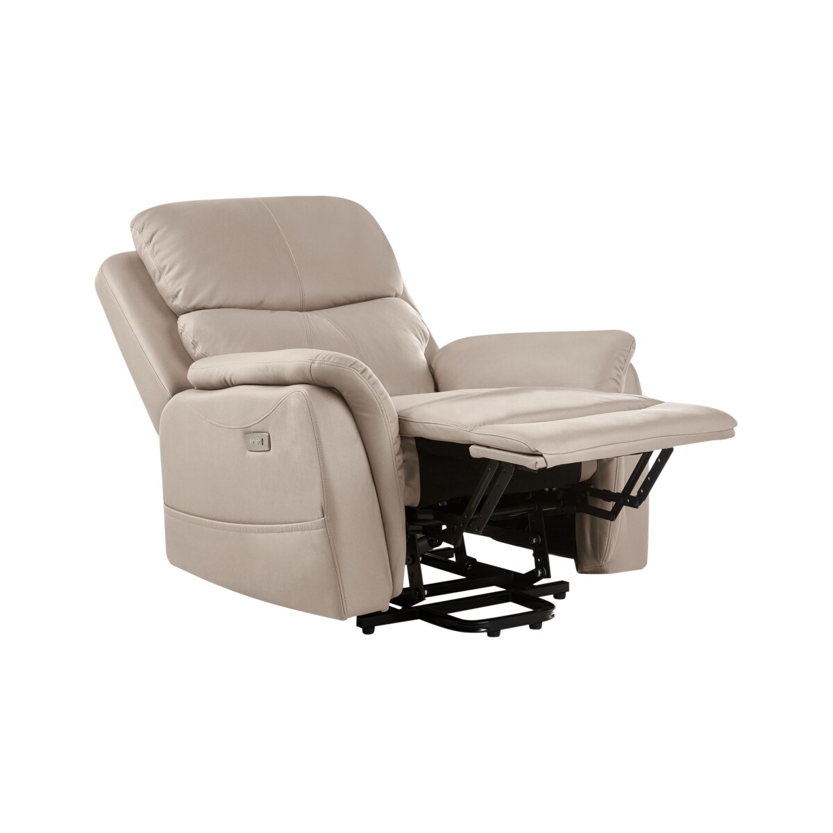 Elektryczny fotel rozkładany GLORIE Z masażem Ekoskóra Beżowoszary
