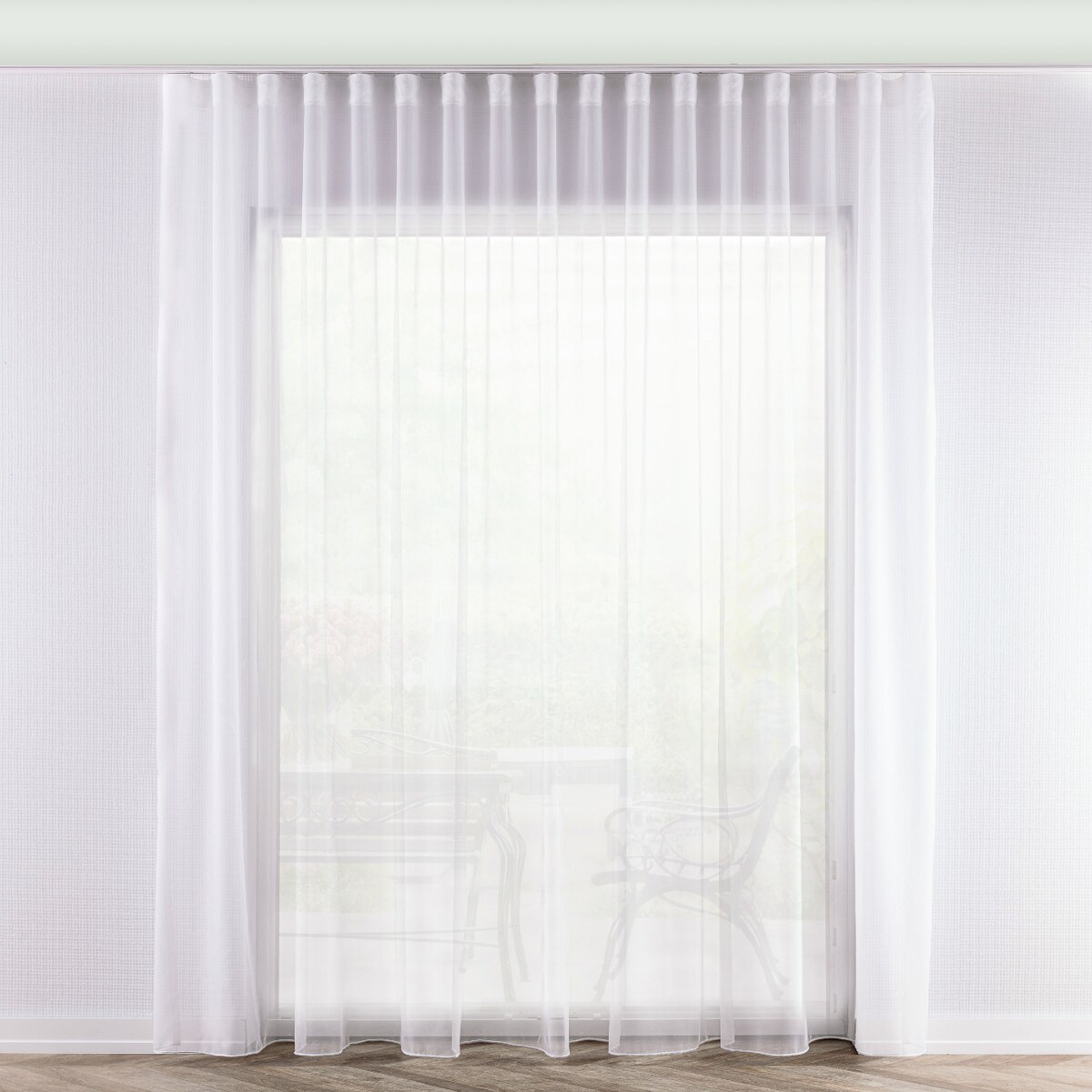 Firana na taśmie wave 300x265 biały