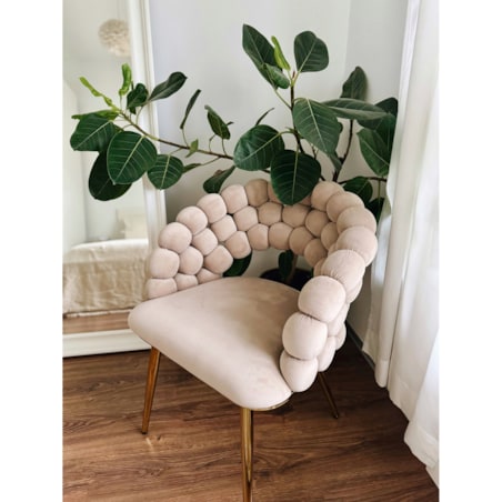 Krzesło tapicerowane welurowe BELLA beżowe