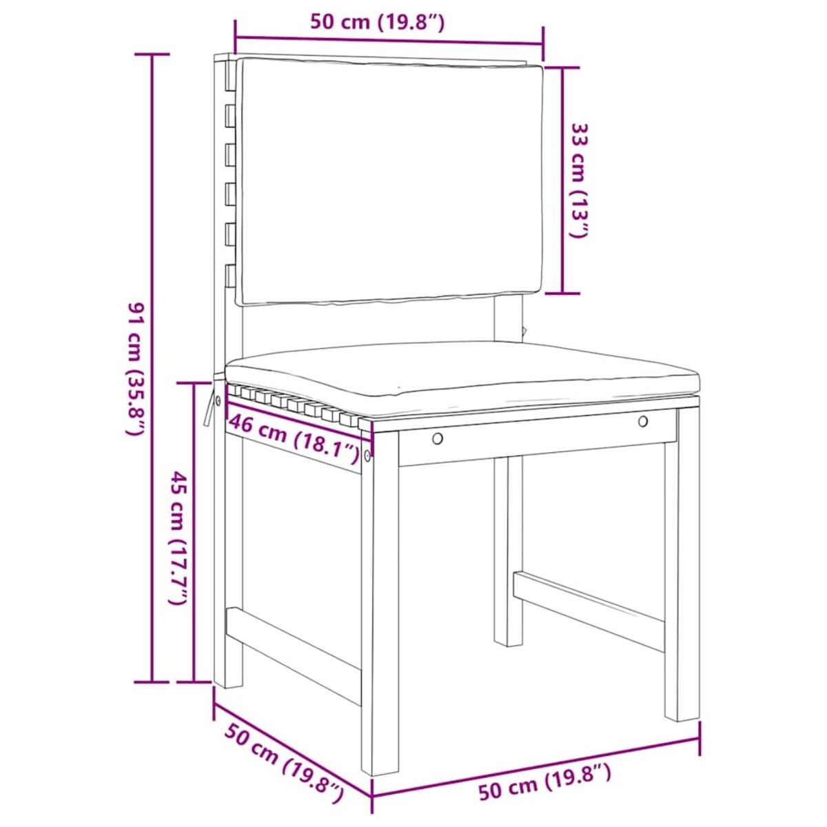 vidaXL Zestaw Bistro Ogrodowego 3 pcs Brązowy lite drewno akacjowe