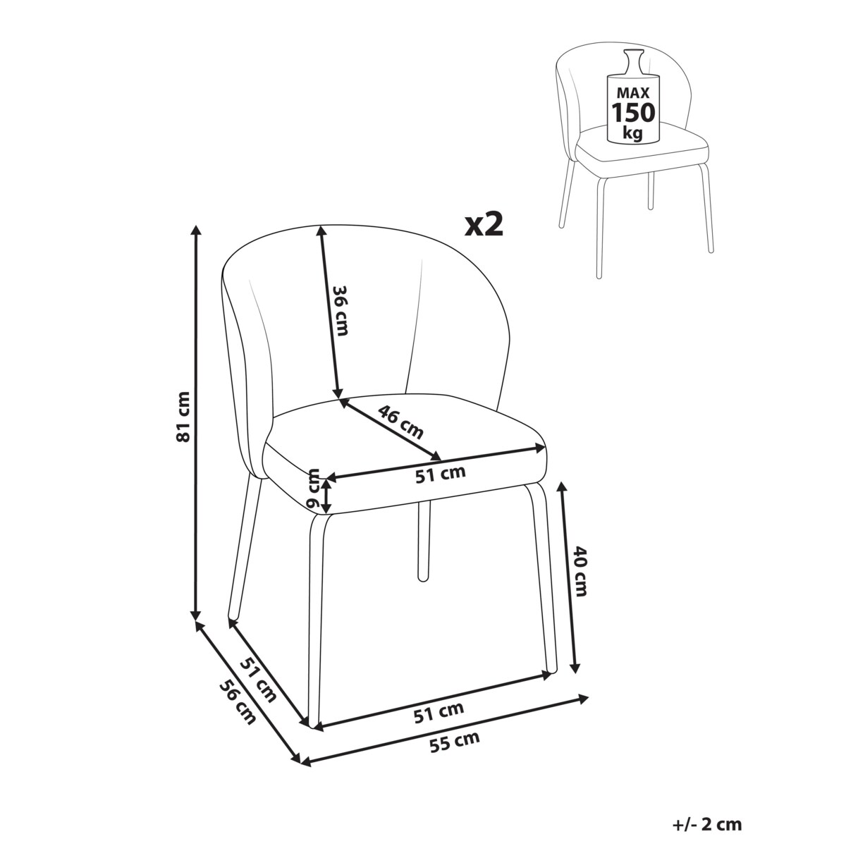 Zestaw 2 krzeseł do jadalni ZANA  Kolorowy