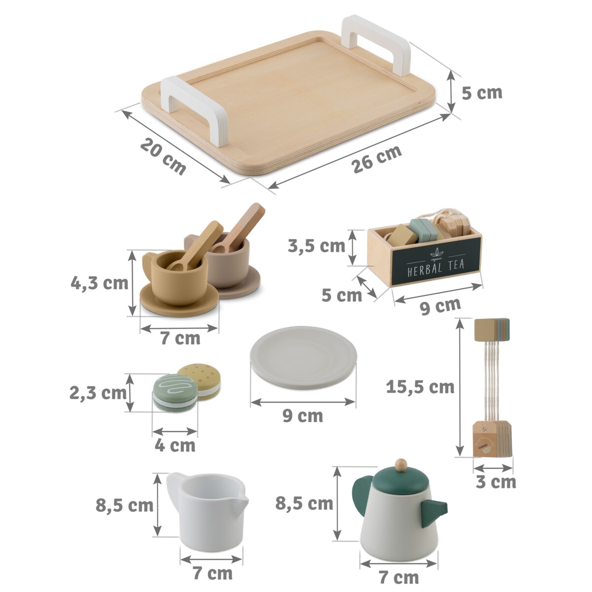 Drewniany serwis kawowy dla dzieci zestaw do kawy i herbaty Nukido