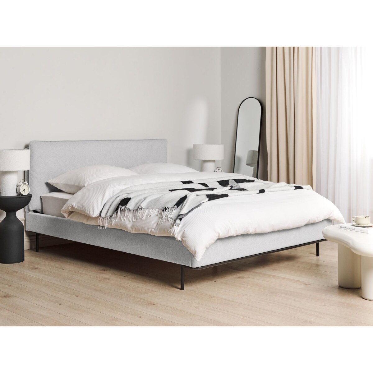 Łóżko tapicerowane 160 x 200 cm szare CORIO