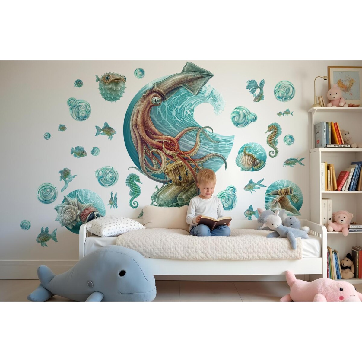 Zestaw naklejek na ścianę, Podmorski świat, 80cm