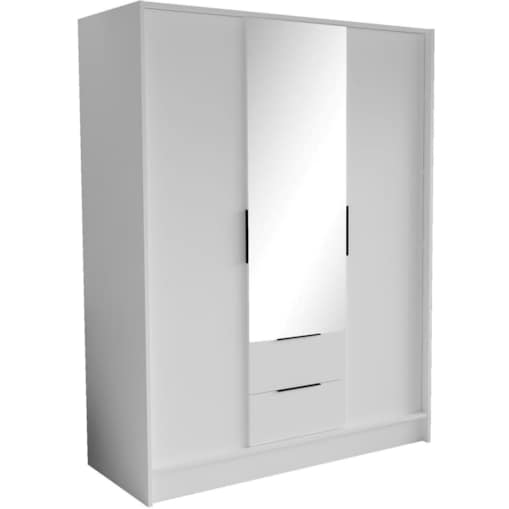 Szafa NIKOLA 150 z lustrem i regulowanymi półkami do przedpokoju -biała