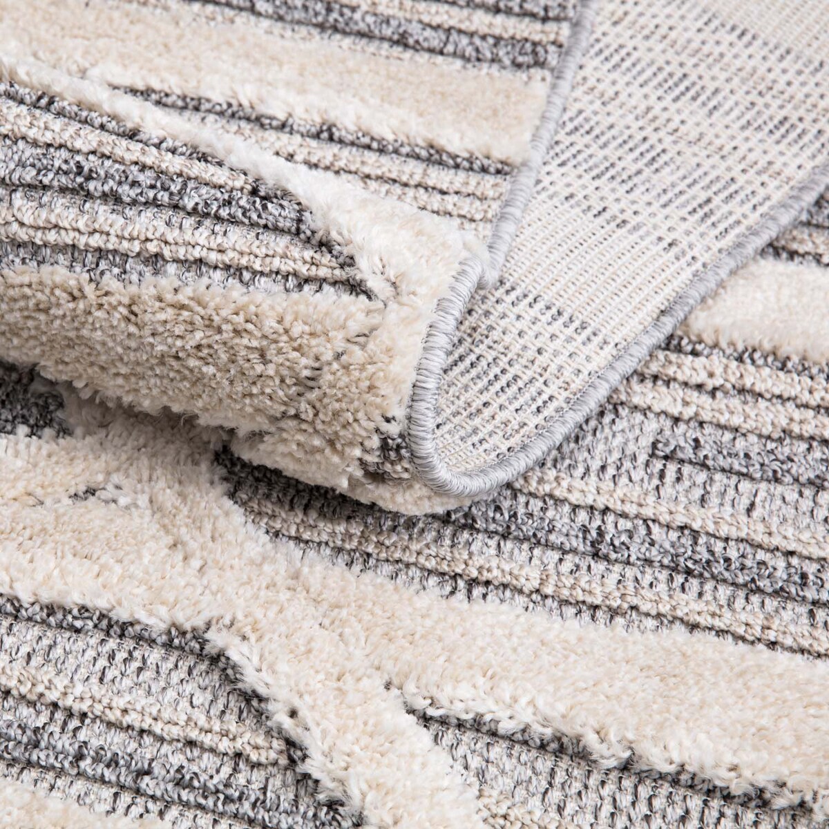 Dywan z frędzlami Cut&Loop Boho-Chic Valora 8100 Szary Krem 120x170