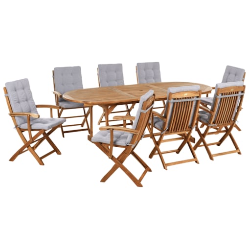 Zestaw ogrodowy dla 8 osób MAUI PREMIUM Drewno akacjowe Szary