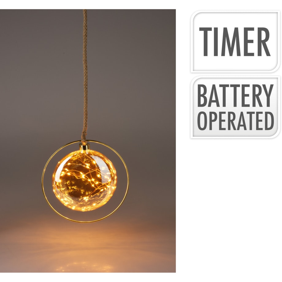 Szklana dekoracja świetlna LED z timerem, Ø 15 cm