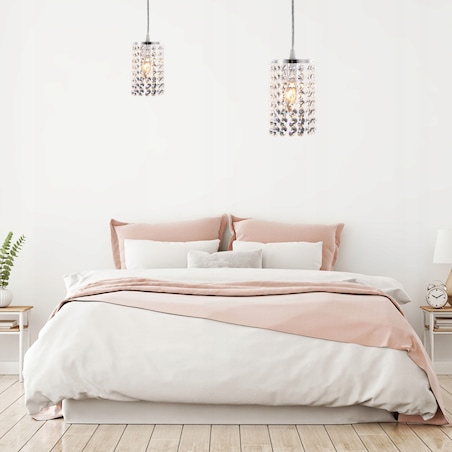 Lampa Sufitowa Wisząca Kryształy Glamour Srebro