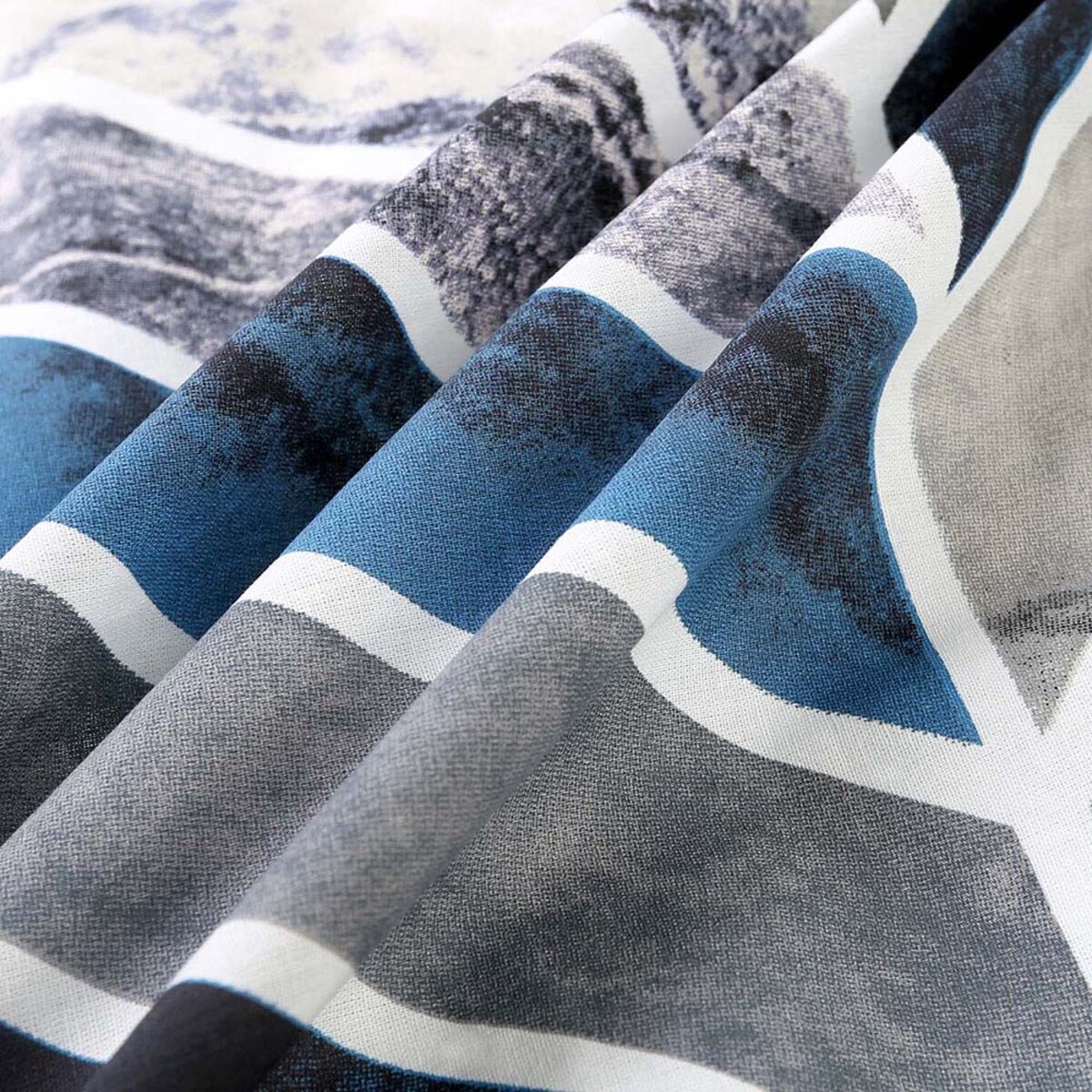 Pościel bawełniana 160x200 Bluewave niebieska w geometryczny wzór, Cottonlove