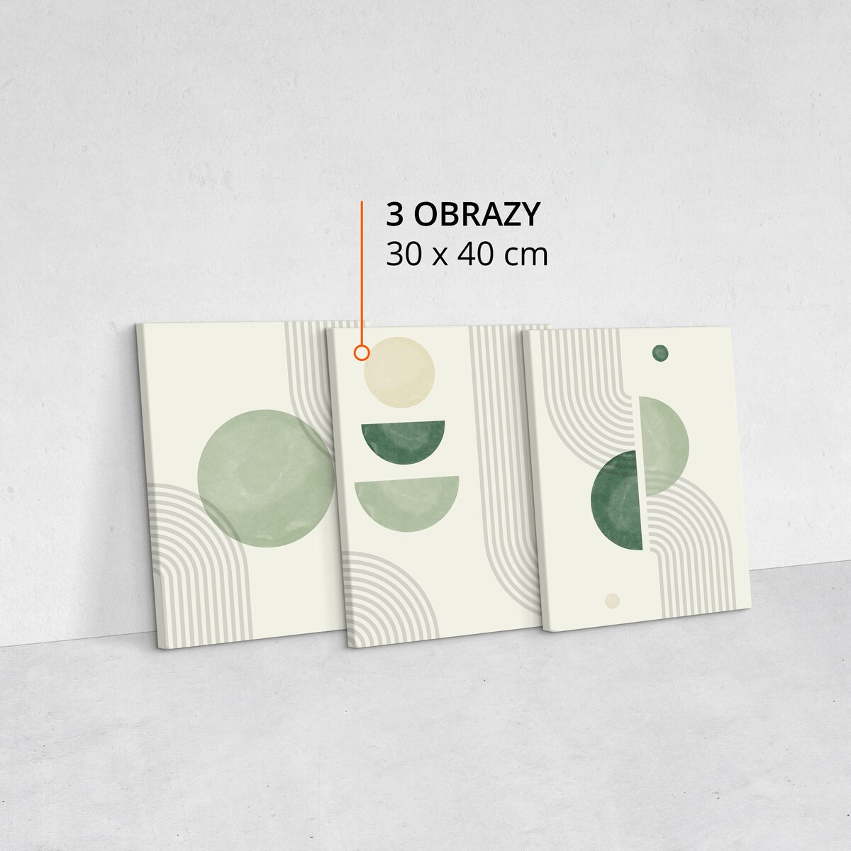 OBRAZY NA ŚCIANĘ SET ZIELONE ORNAMENTY STYL BOHO ABSTRAKCJA 90x40cm