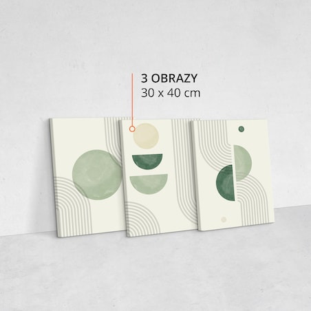 OBRAZY NA ŚCIANĘ SET ZIELONE ORNAMENTY STYL BOHO ABSTRAKCJA 90x40cm