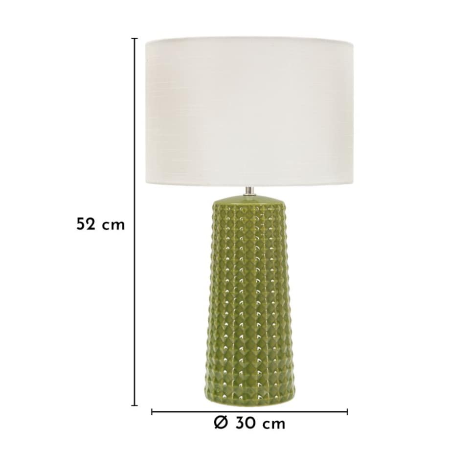 Lampa stołowa Gliss, kolor zielony i biały, ceramika, żelazo i tkanina, 30 x 30 x 52 cm, 1 x E27, max. 40 W, do salonu i sypialni, Mauro Ferretti