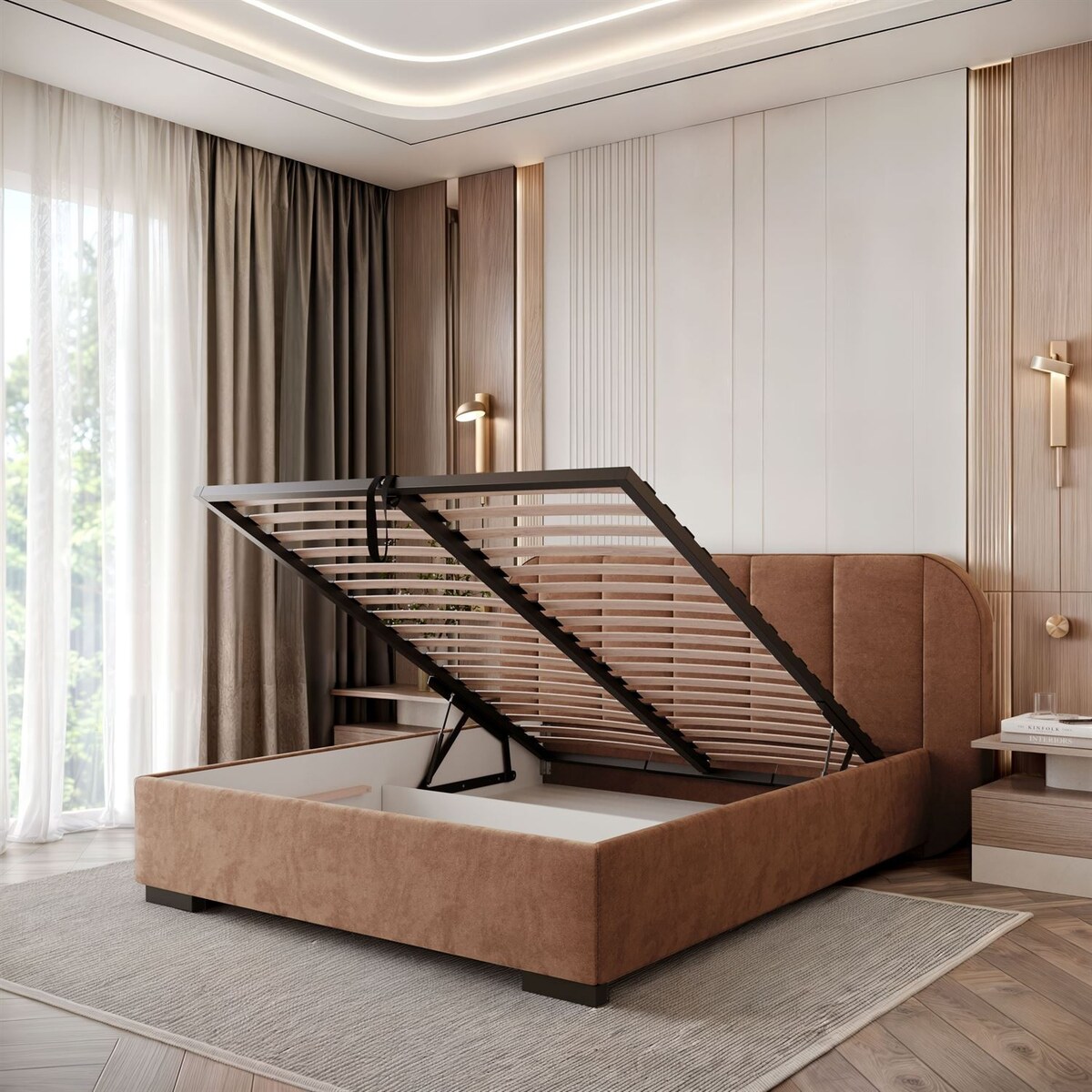 Łóżko tapicerowane AMARA, pojemnik, stelaż 32, 160x200, Royal Velvet 87198